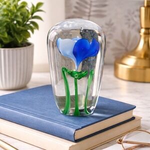 Hand Blown Art Glass Flower‎ Paperweight Dynasty Gallery Heirloom Collectibles